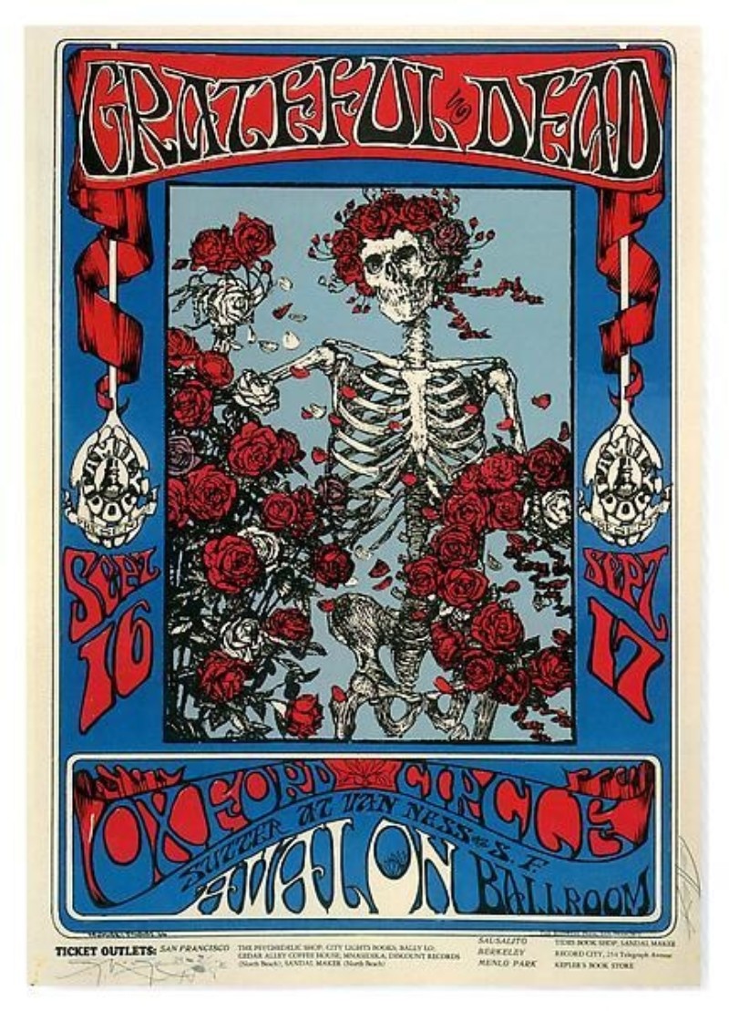 Grateful Dead, Oxford Circle (Skeleton & Roses). Avalon Ballroom