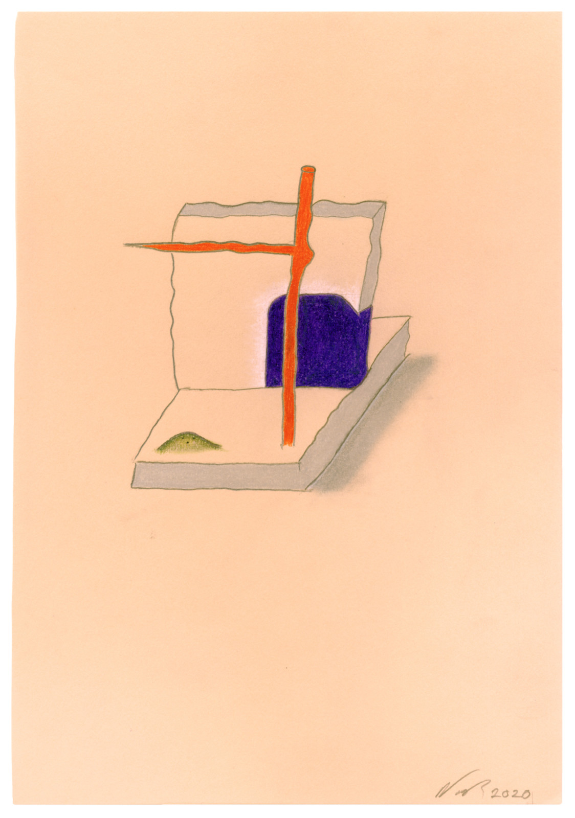 Drawing by Ron Nagle, , dated 2020
