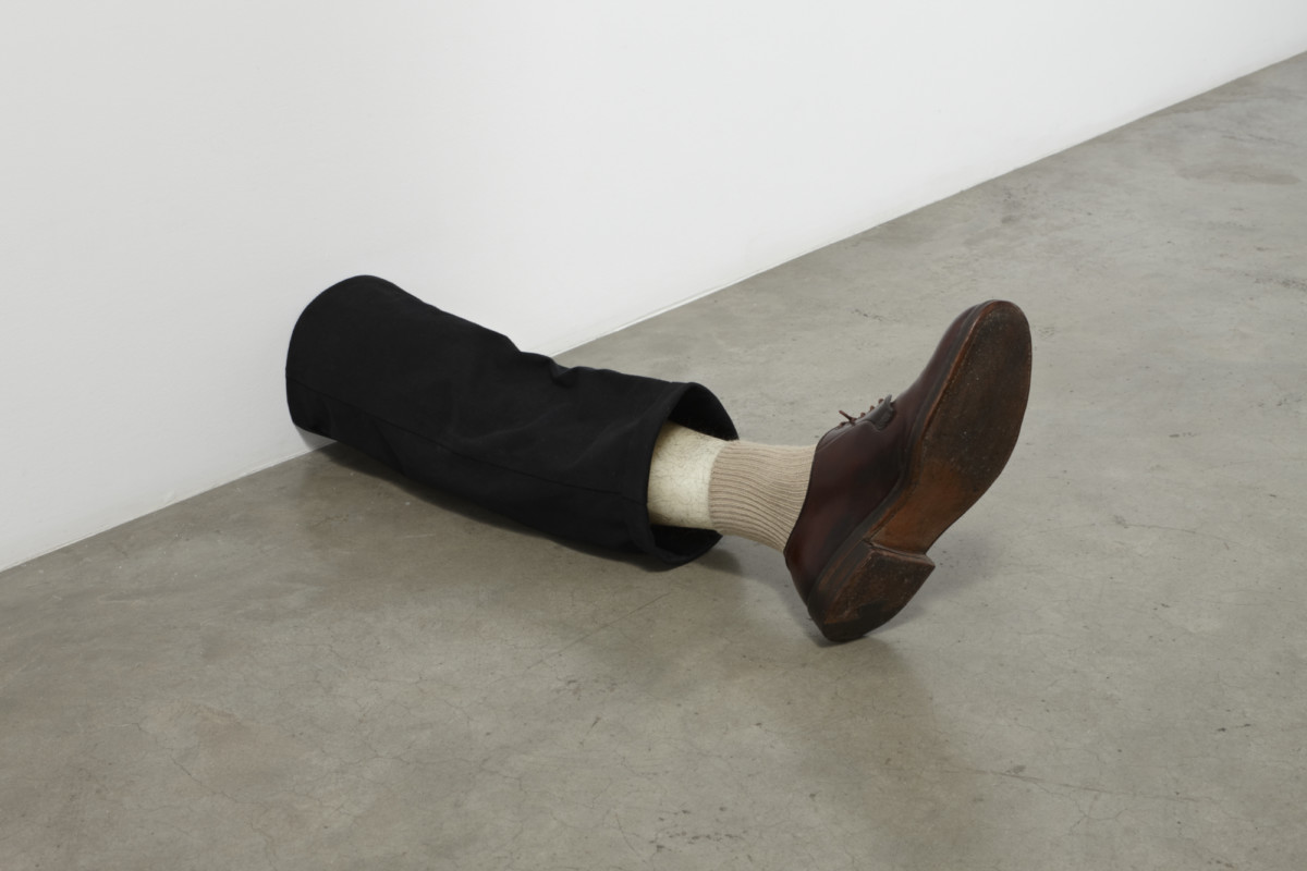 <p><em>Untitled</em> 1989 Beeswax, cotton, wood, leather, human hair<br />Collection of the artist</p>