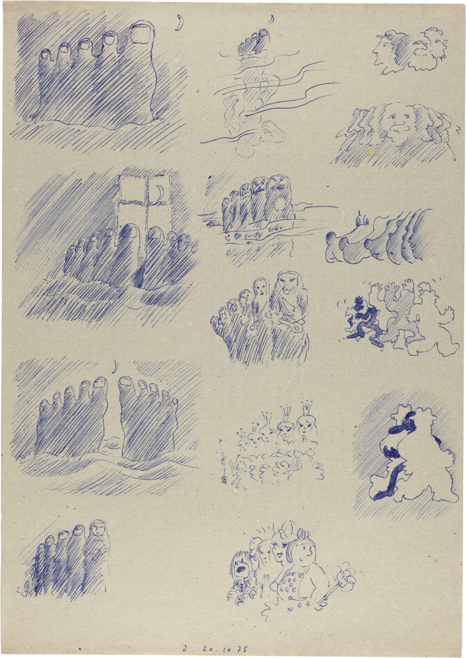 Drawing by David Weiss, , dated 1975
