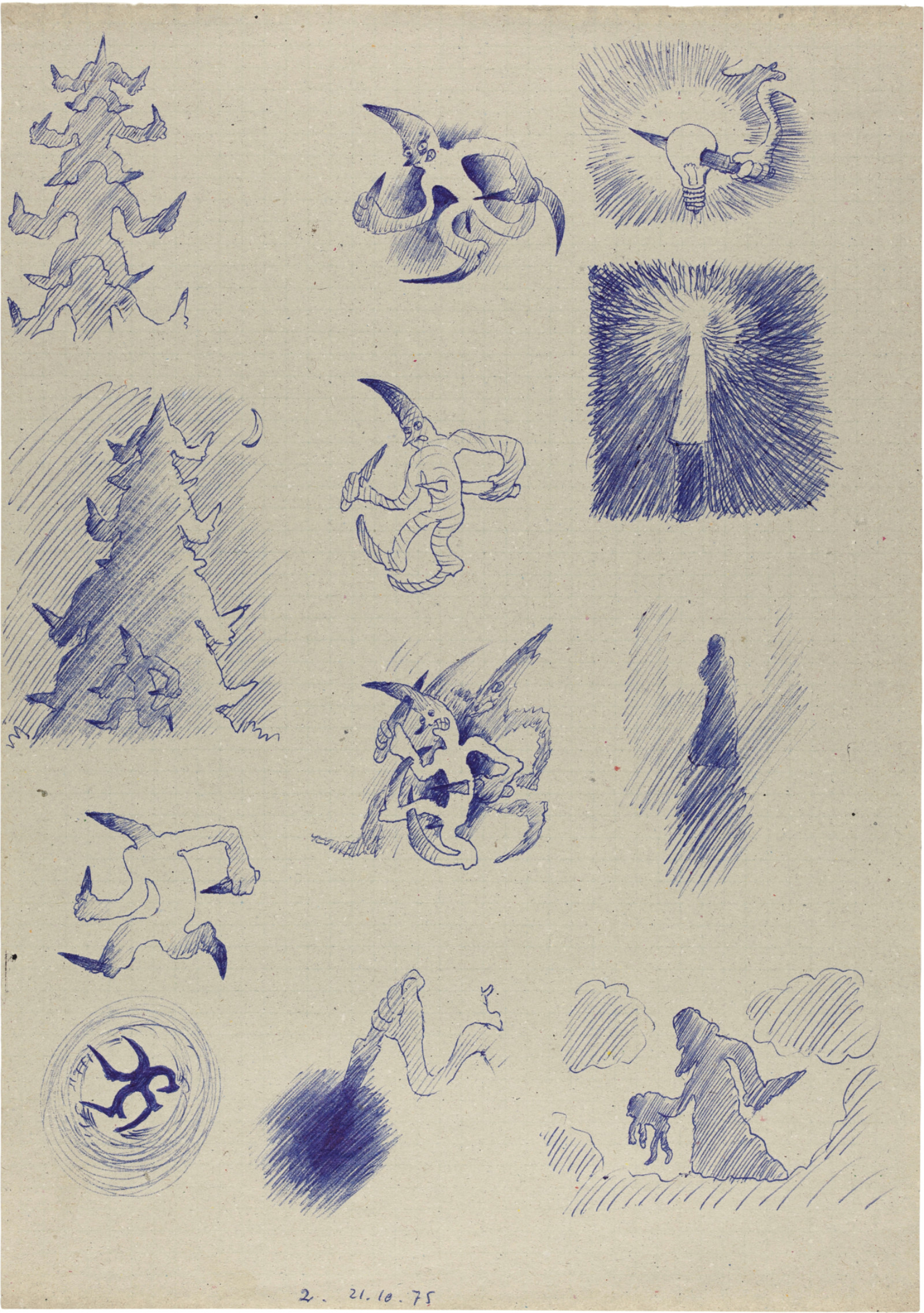 Drawing by David Weiss, , dated 1975