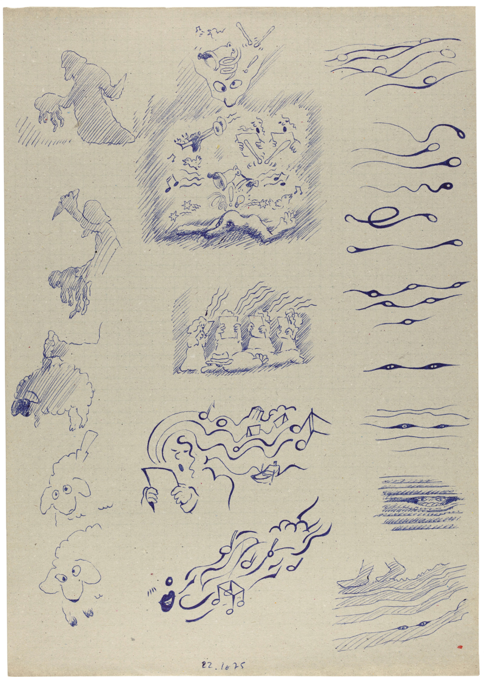 Drawing by David Weiss, , dated 1975