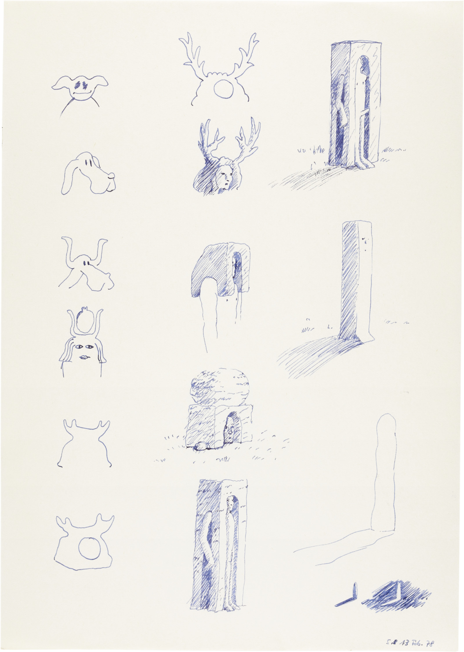Drawing by David Weiss, , dated 1978