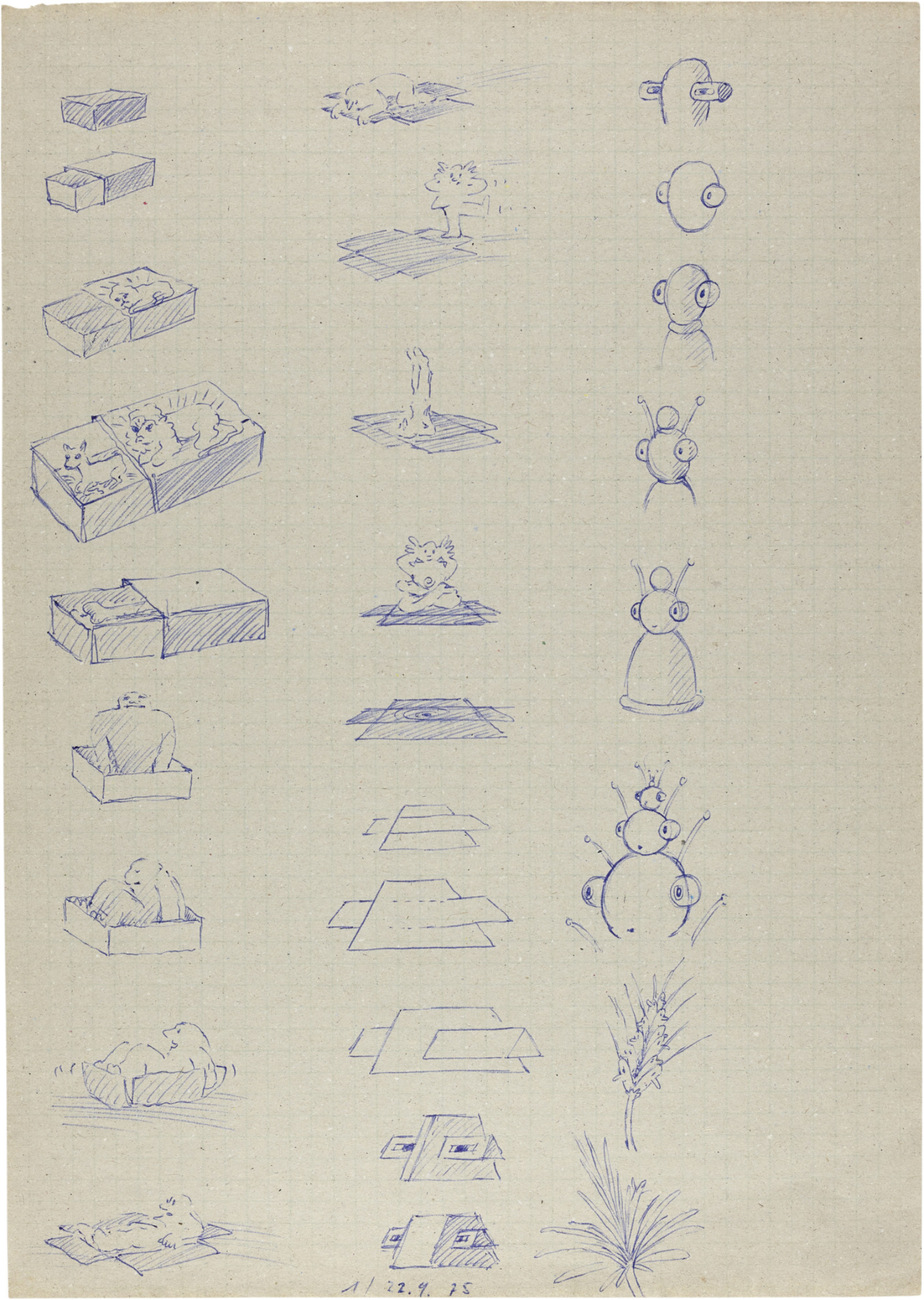 Drawing by David Weiss, , dated 1975