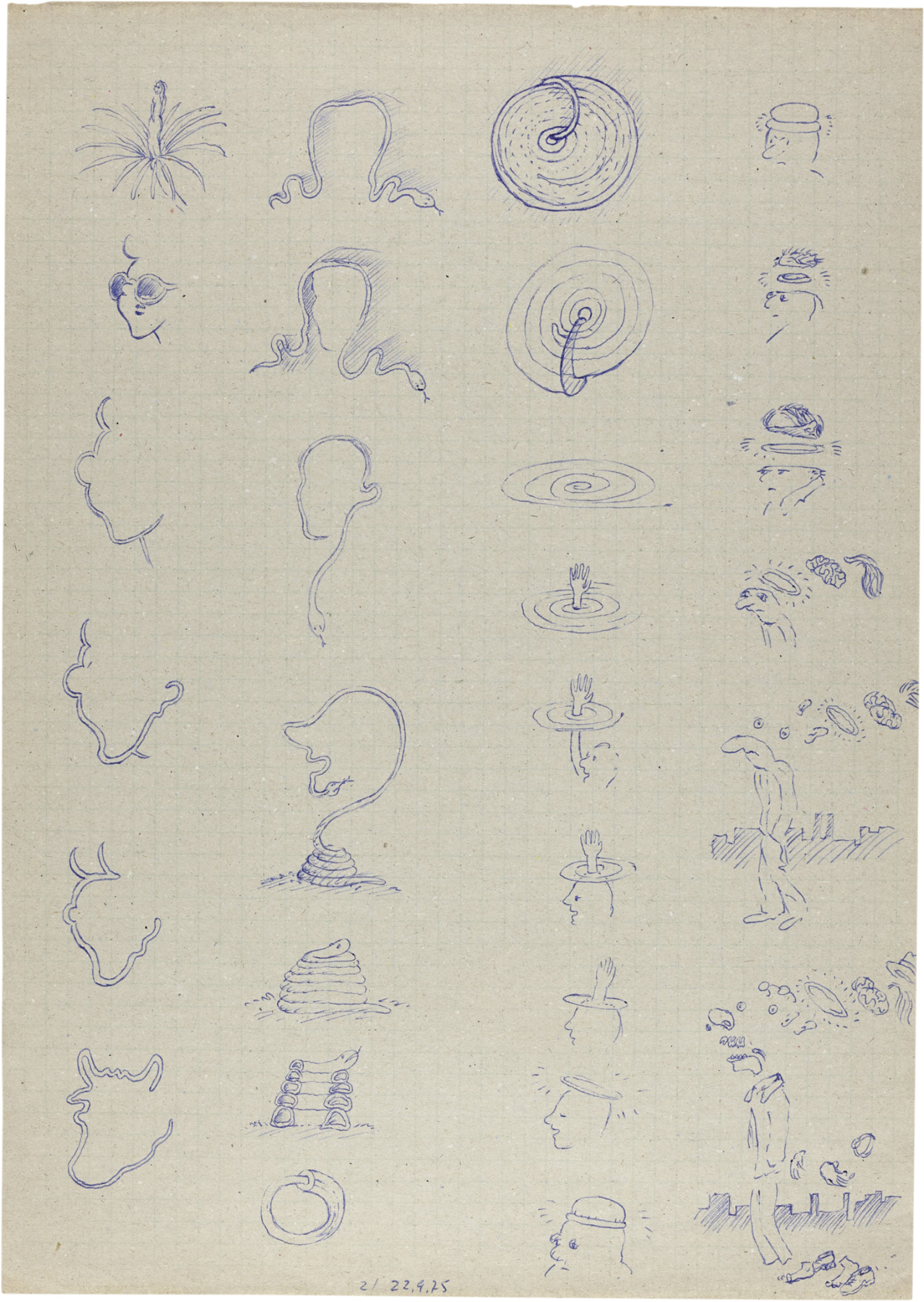 Drawing by David Weiss, , dated 1975