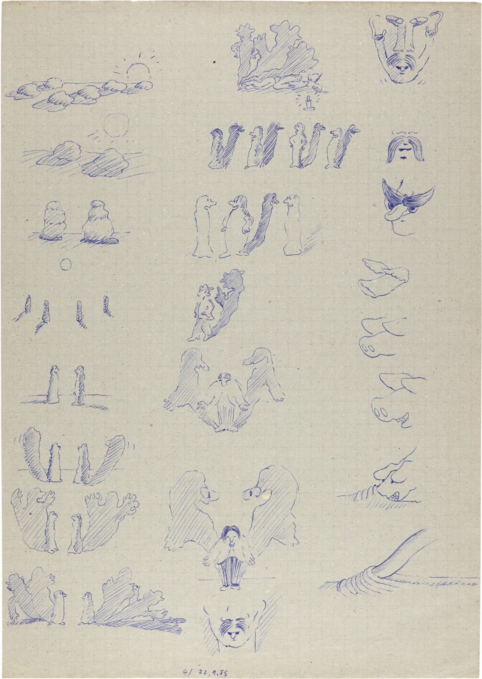 Drawing by David Weiss, , dated 1975
