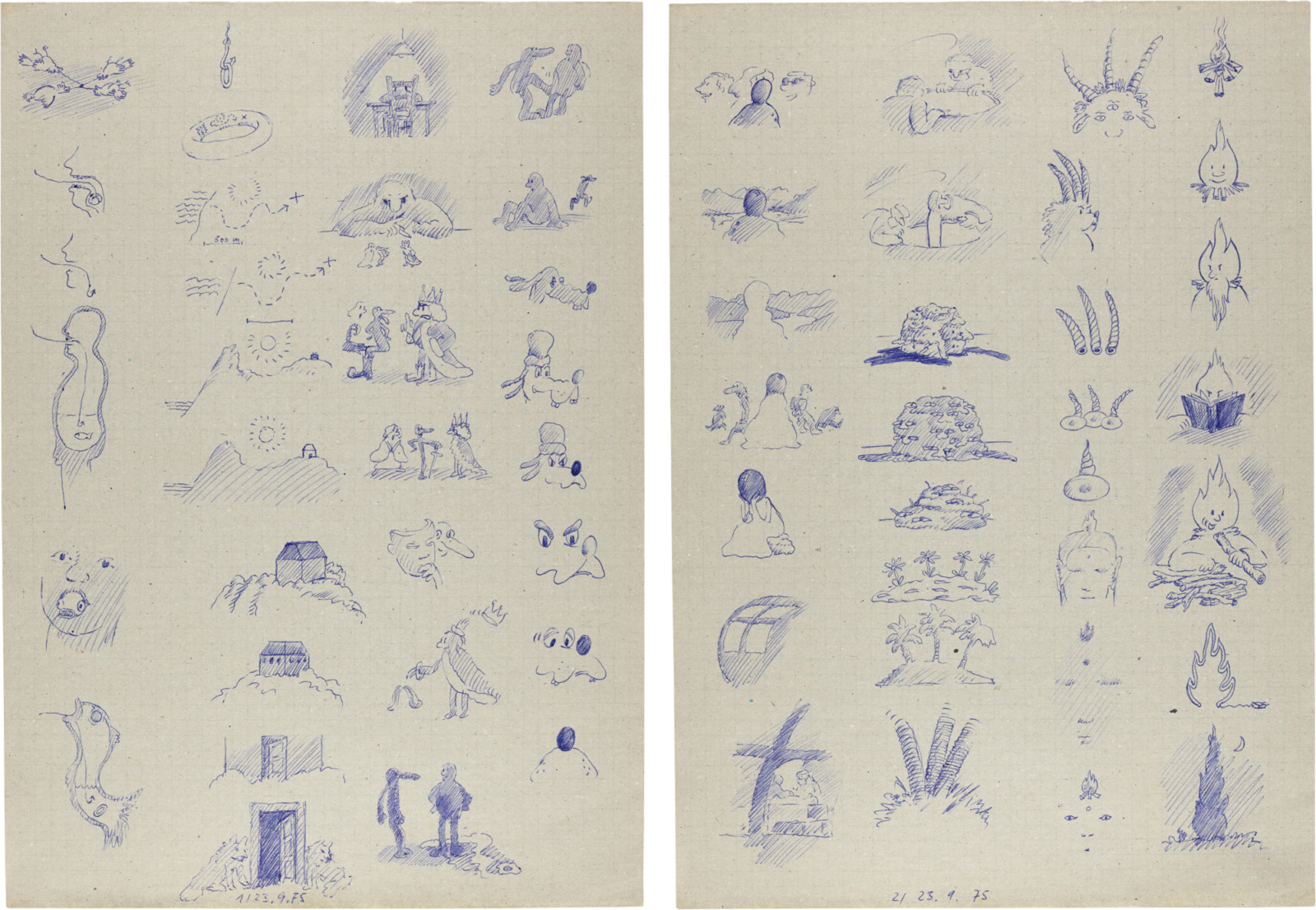 Drawing by David Weiss, , dated 1975