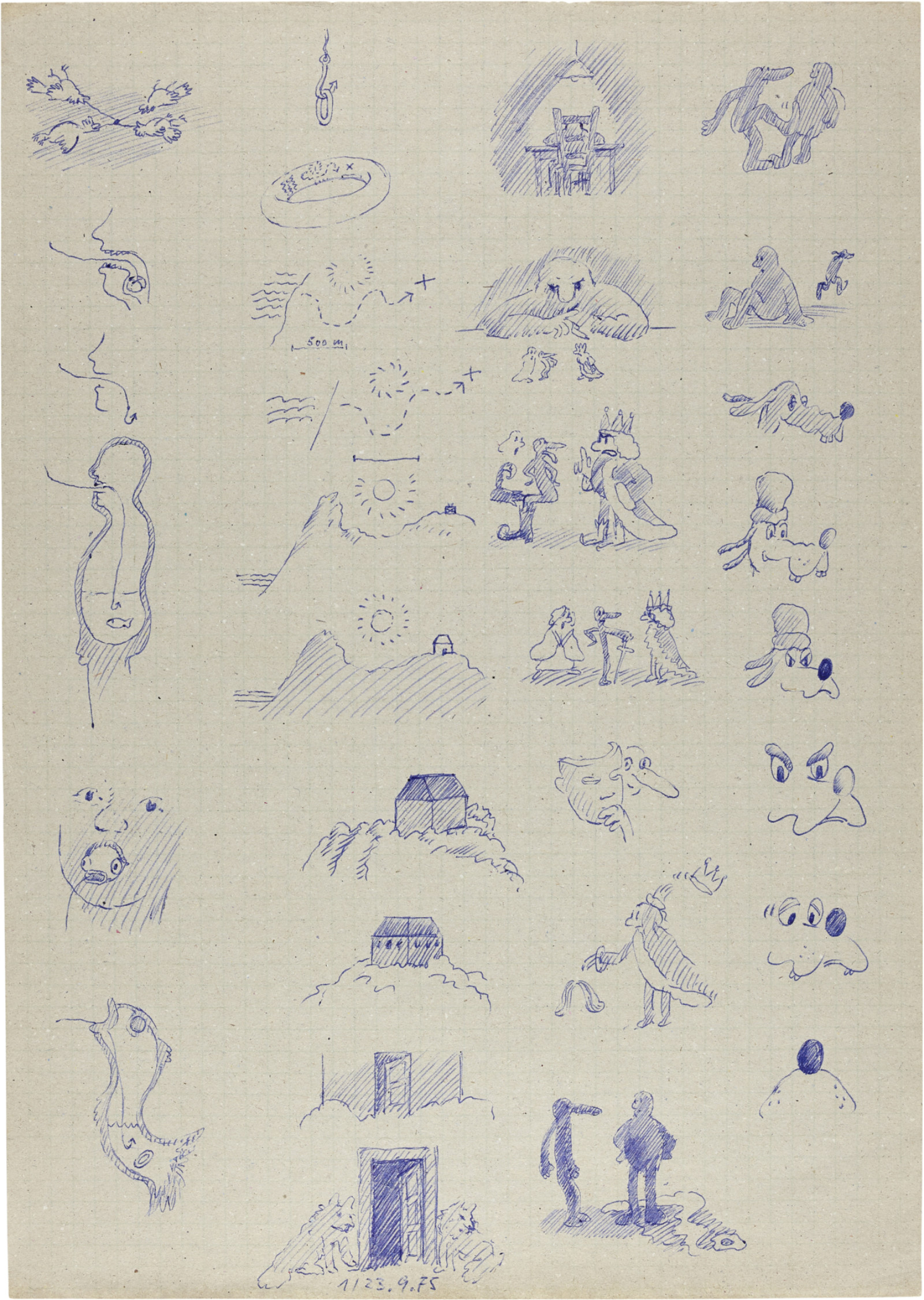 Drawing by David Weiss, , dated 1975