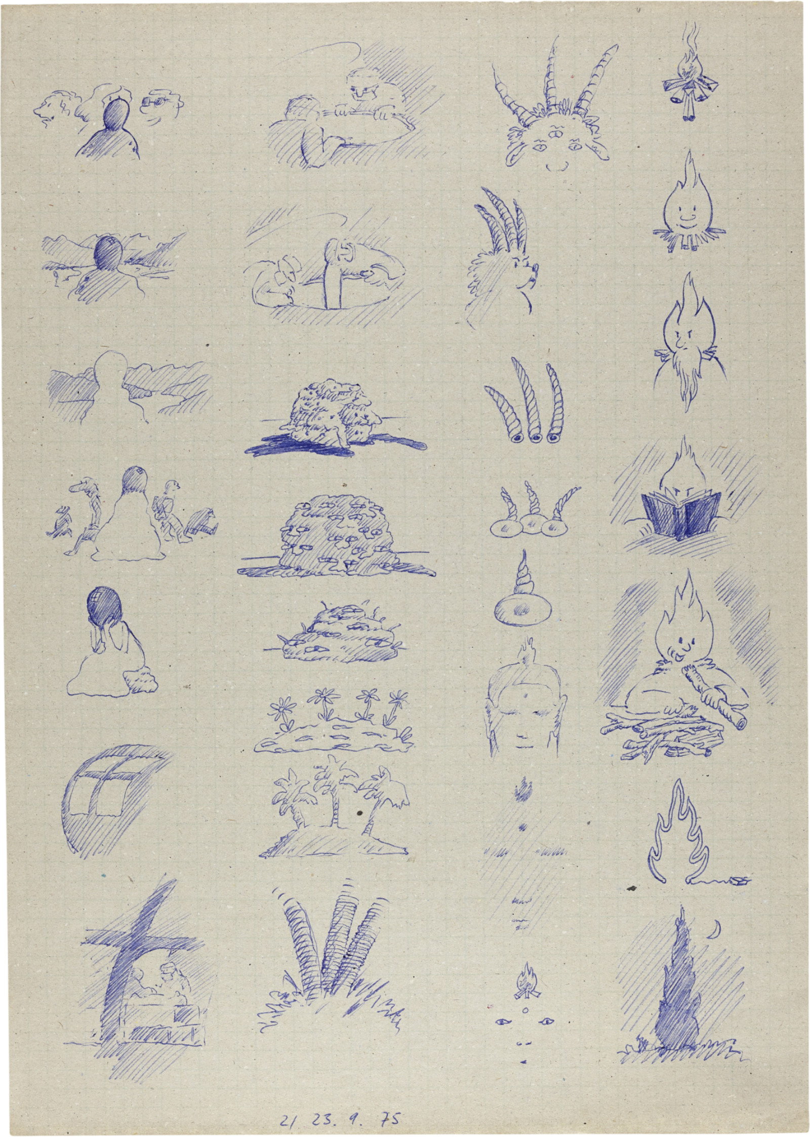 Drawing by David Weiss, , dated 1975