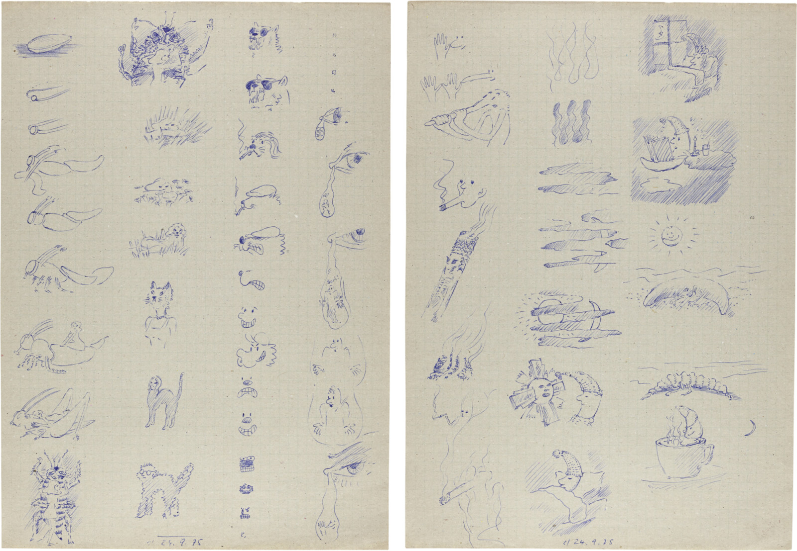 Drawing by David Weiss, , dated 1975