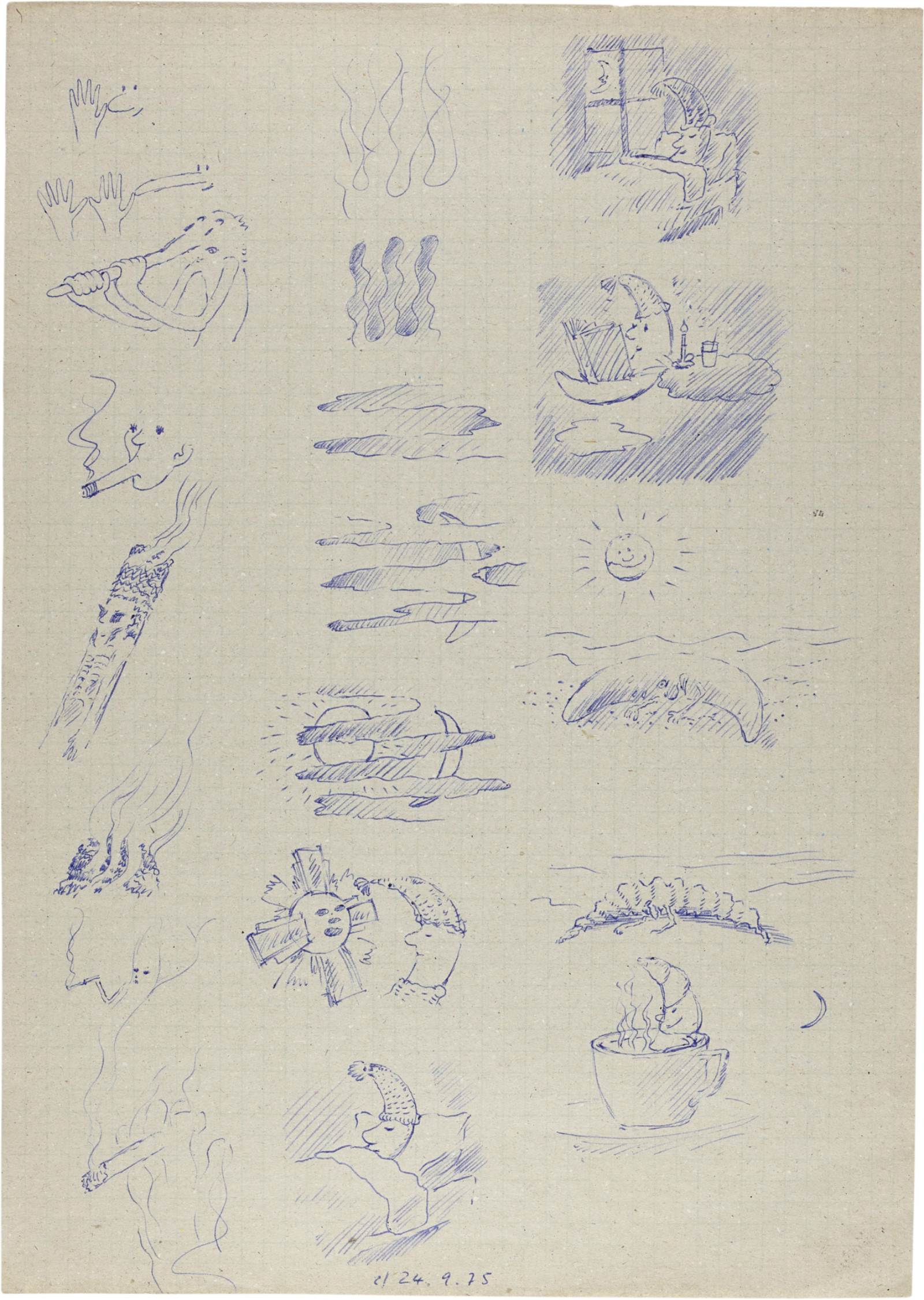 Drawing by David Weiss, , dated 1975
