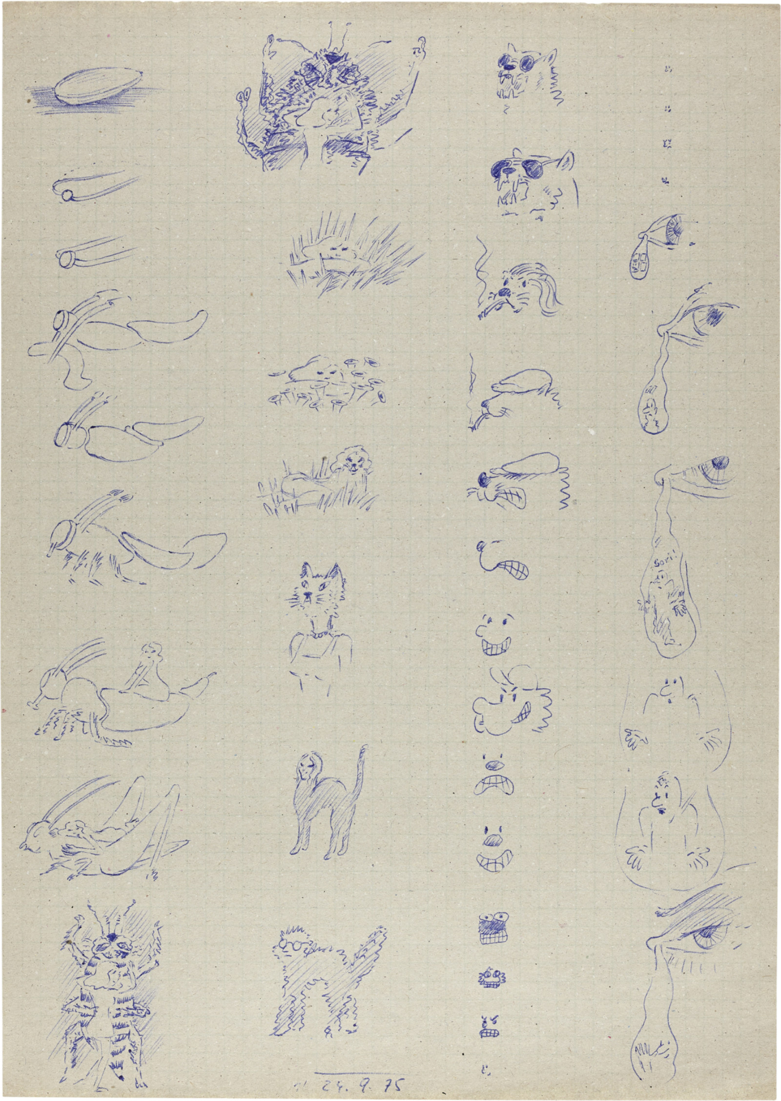 Drawing by David Weiss, , dated 1975