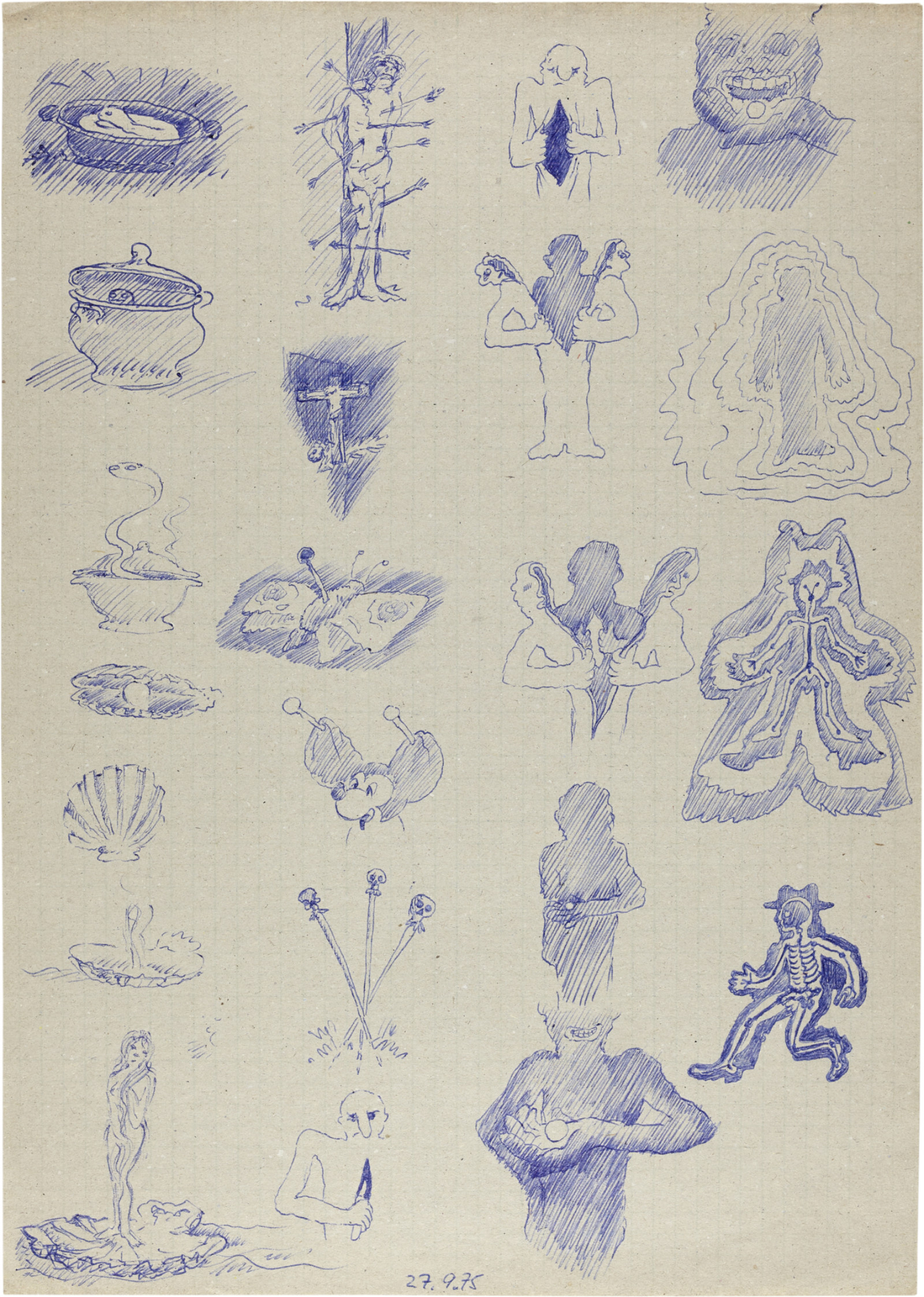 Drawing by David Weiss, , dated 1975