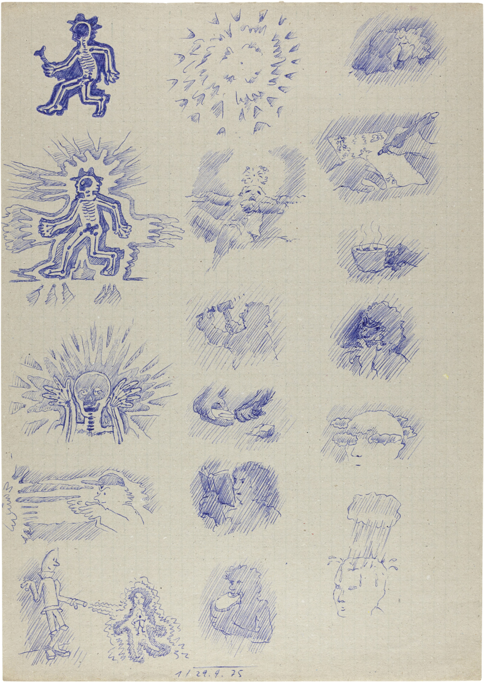 Drawing by David Weiss, , dated 1975