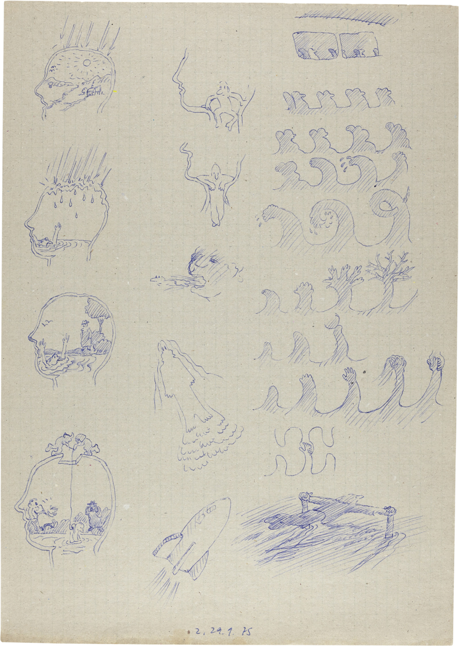 Drawing by David Weiss, , dated 1975